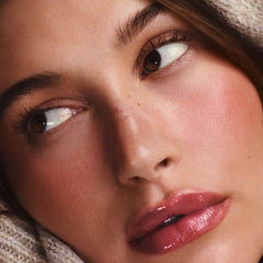 hailey wears pocket blush in toasted teddy