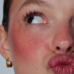 model wears pocket blush toasted teddy