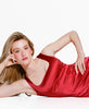 sarah pidgeon wears pocket blush in candy apple