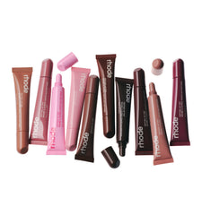 peptide lip tint colada, salty tan, jelly bean, ribbon, macadamia butter, honey mango, espresso, pbj, toast, raspberry jelly