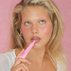 model with peptide lip tint jelly bean
