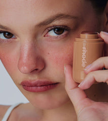 model wears pocket blush toasted teddy