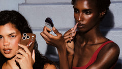emeline with bronze lip case and bibi with rhode mirror + peptide lip tint colada