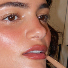 vie wears pocket blush in toasted teddy, peptide lip shape in lean, peptide lip tint in pbj