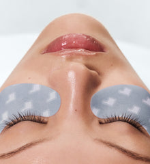 model wears r icon peptide eye prep