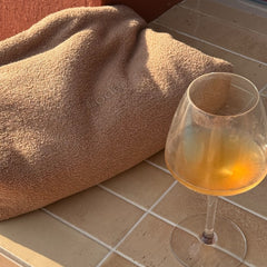 terry bag with a wine glass